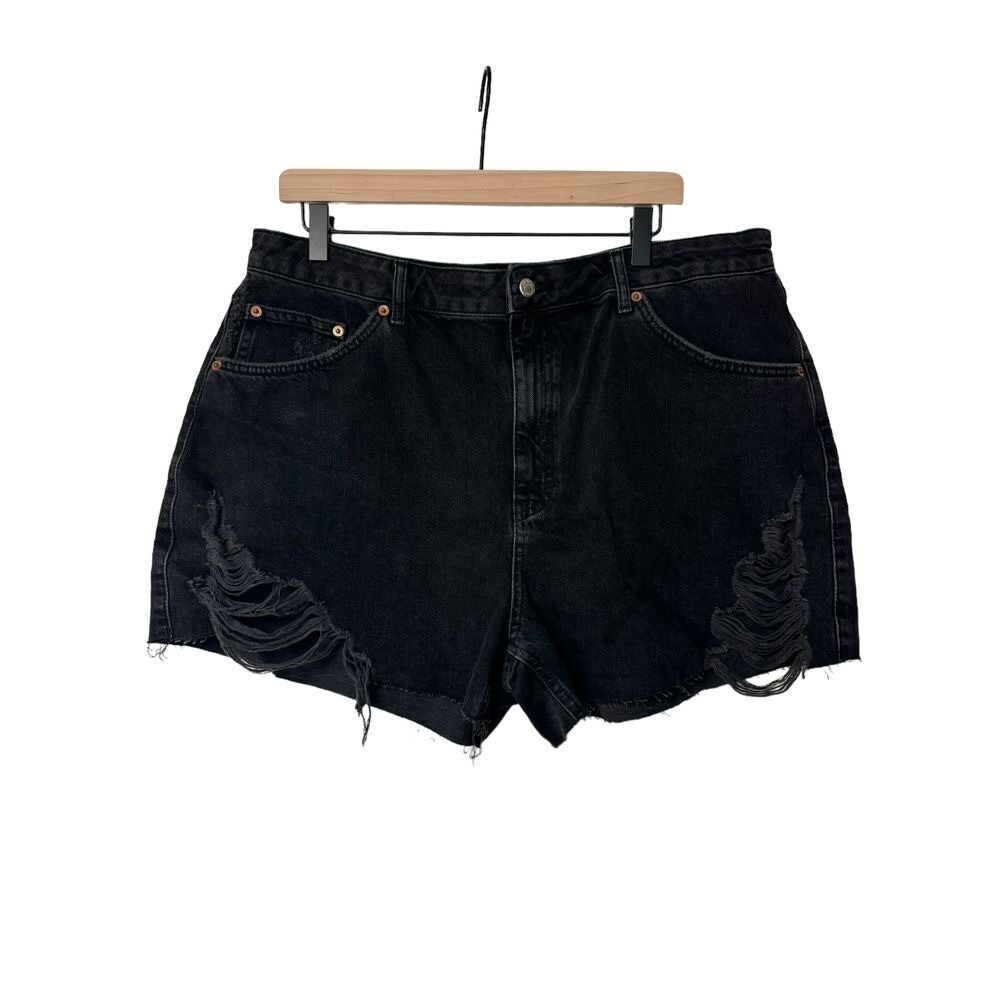 Topshop women's moto shorts Denim cotton Sz 14 Black